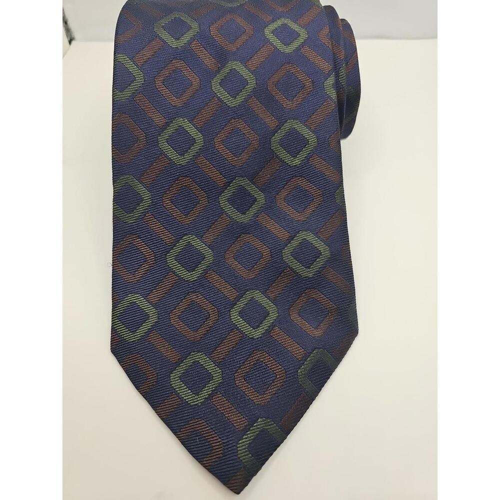 Dolce & Gabbana‎ Men's Tie Diamond Print Navy Green Brown 100% Silk 3.75" x 58"